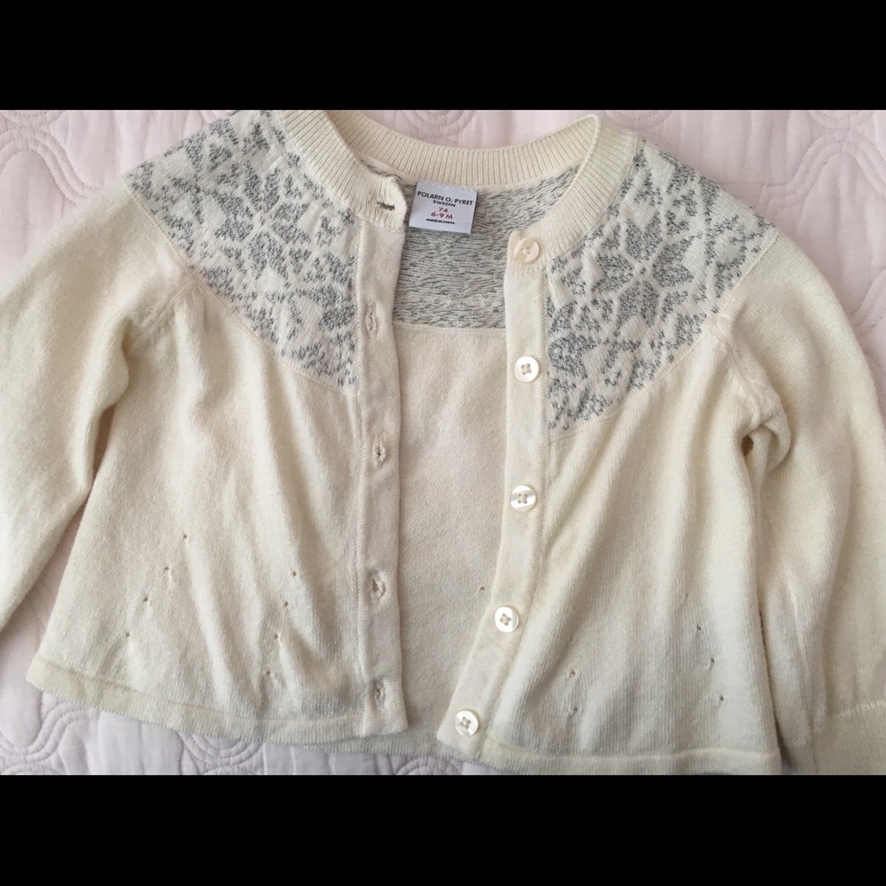 Polarn O. Pyret toddler ivory cardigan size 6-9M